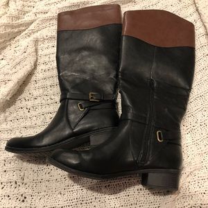 Lightly worn brown/ black boots